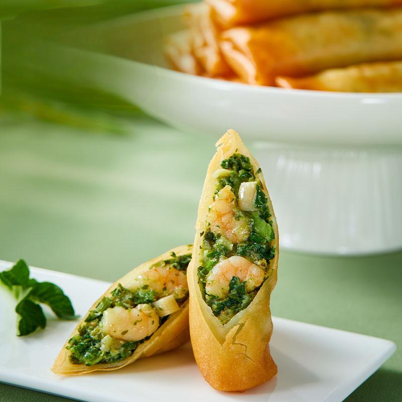 荠菜虾仁春卷